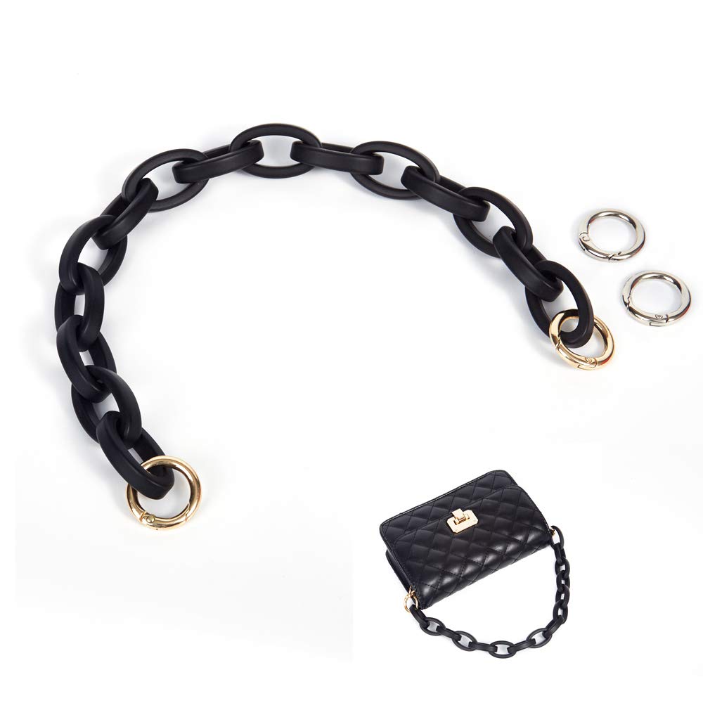 Short Resin Bag Purse Handle Strap Replacement，Bag Decoration Chain，Bag Accessories Charms (Black)
