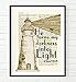 He Turns My Darkness into Light, 2 Samuel 22:29, Christian Unframed Reproduction Art Print, Lighthouse Vintage Bible Verse Scripture Gift, 5x7 Inches