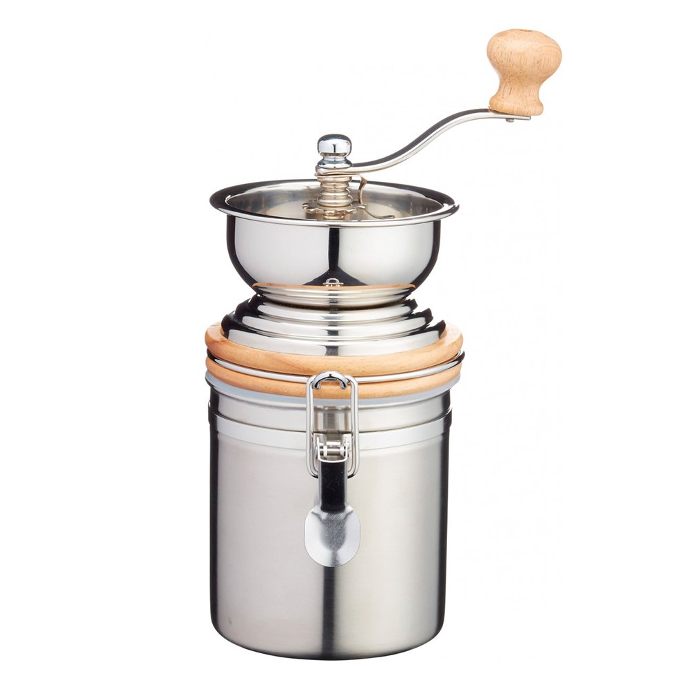 KitchenCraft Le'Xpress Manual Coffee Grinder with Built-In Coffee Storage Canister, Stainless Steel