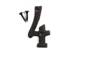 KiaoTime 3" Vintage Decorative Cast Iron Metal Arabic Numerals Mailbox Post Number Wall Sign Hanging Sign '4'