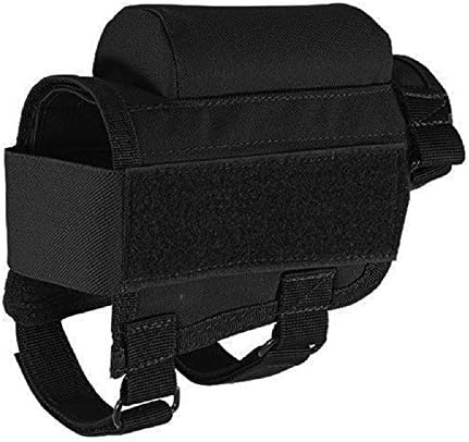 Kumary Tactical Buttstock Pouch, Tactical Cheek Rest Pad Ammo Pouch with 7 Shells Holder (Black)