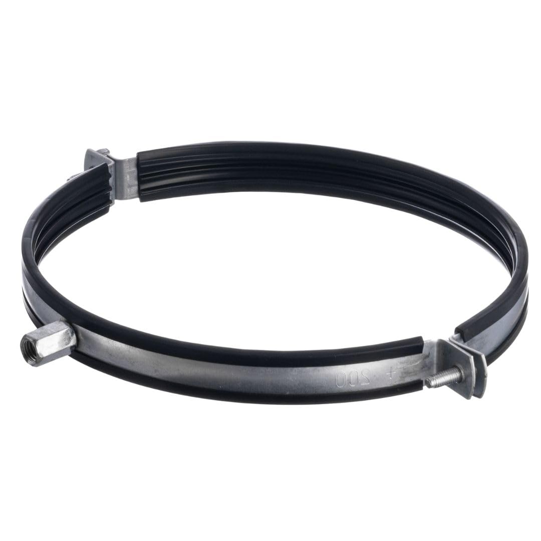 LIRAST Pipe Clamp Ø 200 mm – 8 inch Galvanised Steel Pipe Bracket with Rubber Lining – Wall and Ceiling Fixing – M8/M10 Thread — image 1