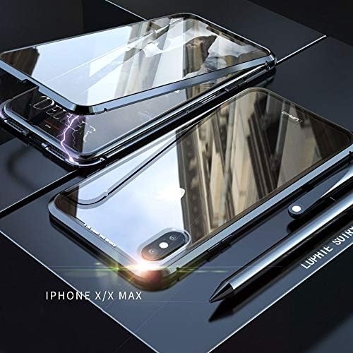 QTRT Case for iPhone Xs Max(6.5)/XS(5.8)/XR(6.1) /X, Magnetic Adsorption Technology Metal Bumper Frame, Double-Sided 2.5D Curved Tempered Glass Shockproof Anti-Scratch Protective Cover