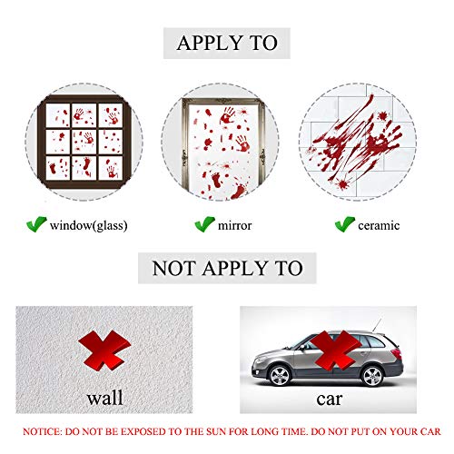 S SUNINESS 232Pcs Halloween Bloody Decals - Wall Stickers Window Clings, Bloody Handprint Footprint Stains, Horror Bathroom Decorations, Zombie Party Supplies
