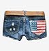 eshion Women's Punk Rock Wash Distressed American Flag Short Trousers