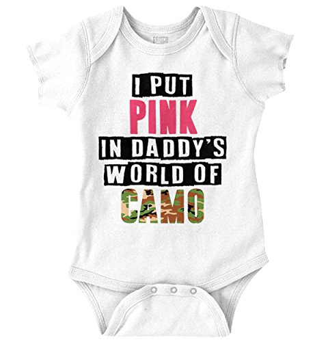 Brisco Brands I Put Pink in Daddys World of Camo | Camouflage Romper Bodysuit