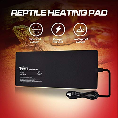 iPower 8 X 18 Inch Reptile Heat Mat Under Tank Heater 24W Terrarium Heating Pad for Amphibians and Reptiles Pet