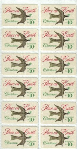 1974 CHRISTMAS DOVE OF PEACE #1552 Block of 12 x 10 cents US Postage Stamps