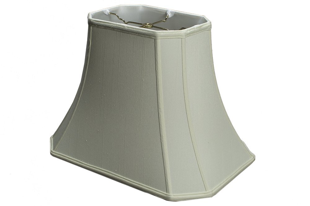 18" WHITE Lampshade Rectangular CutCorner Lamp Shade Shantung SilK 18