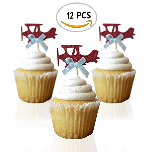 Airplane cupcake toppers - double sided for 1st birthda…