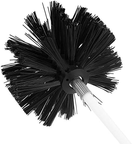 HaiQianXin Chimney Flue Cleaning Rod Sweep Sweeping Brush Set Dry Duct Clean Kit Lint Remover (1 Brush Head + 4 Rods/Use with or without Power Drill)