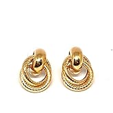 Zyrena Gold Tone Dangle Earrings for Women, Knot Drop Huggie Earrings Trendy Jewelry Gifts.