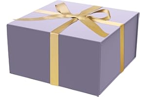 HAVREPAC Gift Box with Lid 8x8x4 Inch, Magnetic Gift Box with Ribbon for Presents,Bridesmaid Gifts Box,Birthday Gift box,Luxury for Gift Packaging, Magnetic Closure Lid Gift Box for Wrapping Gifts(Purple)