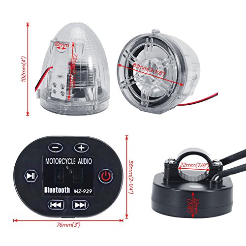INNOGLOW-Motorcycle-LED-Speakers-Bluetooth-Anti-theft-Handlebar-Radio-Audio-Amplifier-Stereo-Sound-System-with-FM-Radio-and-MP3-Player-USBTF-for-Motorcycle-treet-Bike-cooter-Cruiser-Chopper-Clear
