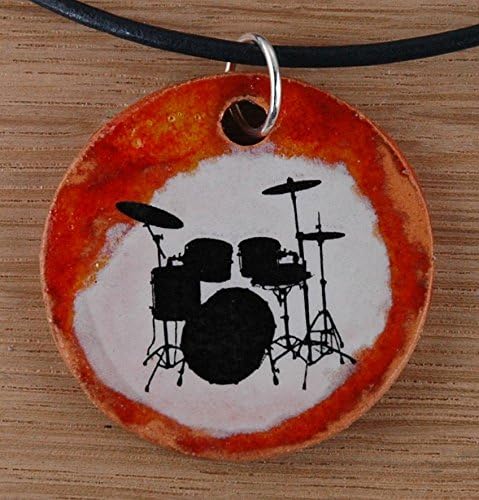 Orginal handicraft: drum set; drums, percussion, music, rhythm, jewellery, jewelry, handcrafted necklace, best gift, art, ceramic