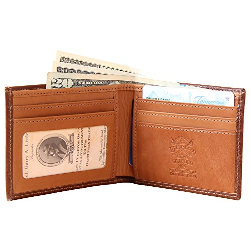 Mens Leather Billfold Wallet Classic Design USA Made Brown No. 4