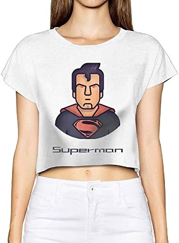 UanshanH Women's Sexy Exposed Belly Button T-Shirt Cartoon Superman Printed Pattern Short Sleeves Tops