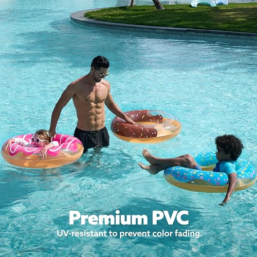 JOYIN 32.5"/82.5cm Inflatable Swimming Pool Float with Glitter (3 Pieces), Tube Float for Pool, Kids, Adults, Beach, Outdoor Party Supplies