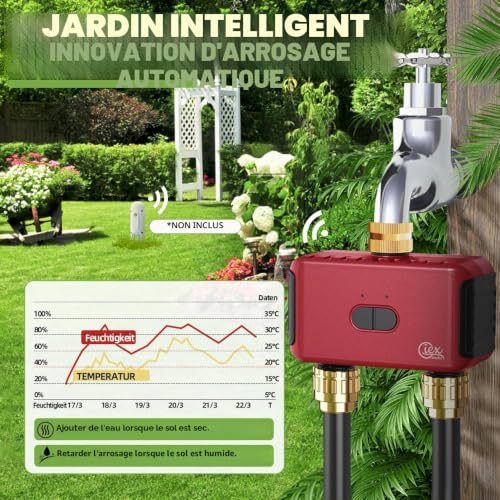 GIEX WiFi Watering Programmer 2 Zones, Intelligent Regulator for Garden Pipes, Compatible with Tuya and Smart Life Apps