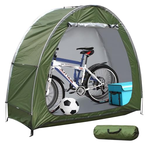 Beauenty Bike Storage Shed, Waterproof 210D Heavy Duty Bike Tent with Bag, Portable Bike Tent for 1-4 Bikes, Garage, Outdoor, Camping, Bike Storage (Green)