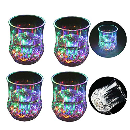 Zeerkeer Farbwechsler Trinkglas Gläser mit LED 5 LED Leuchten Acryl Plexiglas Nicht zerbrechlich Wasserdichte Marble…