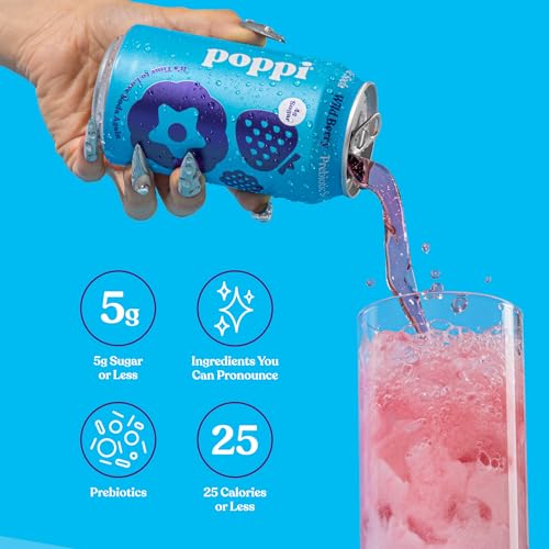 POPPI WILD BERRY PREBIOTIC SODA SGL, 12 FZ