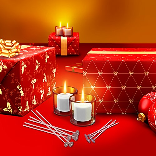 Candle wick,LANMOK 200 Pcs Pre-waxed Wicks with Sustainer Tabs and Double-Sided Wick Stickers for Making DIY Craft Candles,90mm and 200mm Long. - Thumbnail 4