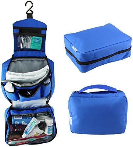 Travel Toiletry Shaving Kit, Dopp Kit, Hanging Organizer, Cosmetic and Makeup Bag, Compact Design. Great for Men and Women