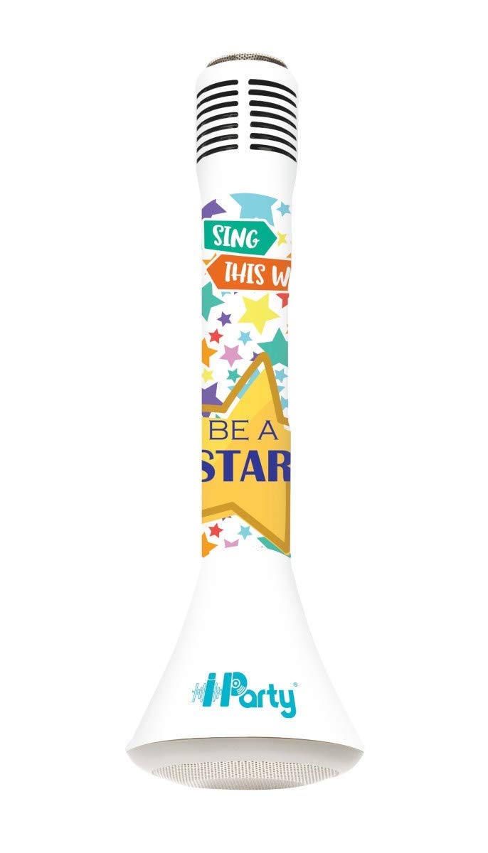 LEXIBOOK, iParty, Karaoké Micro Star Bluetooth® with Voice changer function, Microphone for singing, Built-in light speaker 5W, micro SD slot, White/Blue, MIC210