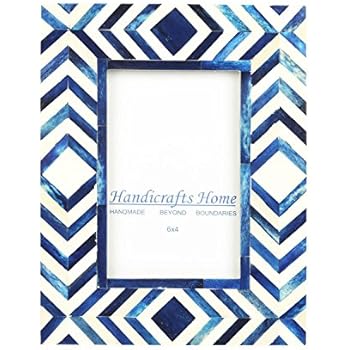 Handicrafts Home 4x6 Photo Frame Blue White Bone Mosaic Moroccan Picture Frames