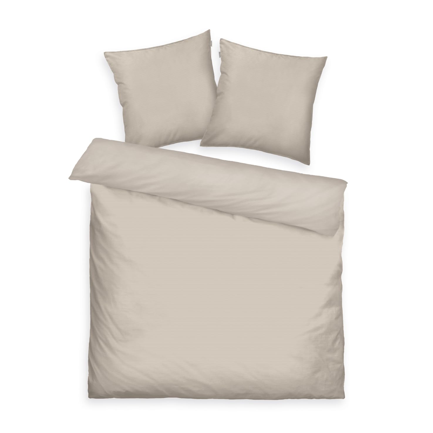 TOM TAILOR TWO -TONE SOLID COLORS Satin Bed Linen 2 x 80 x 80 cm + 200 x 220 cm, 100% Cotton/Satin, with Double Stitching on Pillow, Reversible Motif and Coloured Branded Zip, Beige (Sunny Sand) — image 1