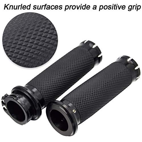 Lalaparts Pair 1" Black CNC Hand Grips Handlebar Compatible for Harley Touring Sportster Dyna Softail VRSC XL XR
