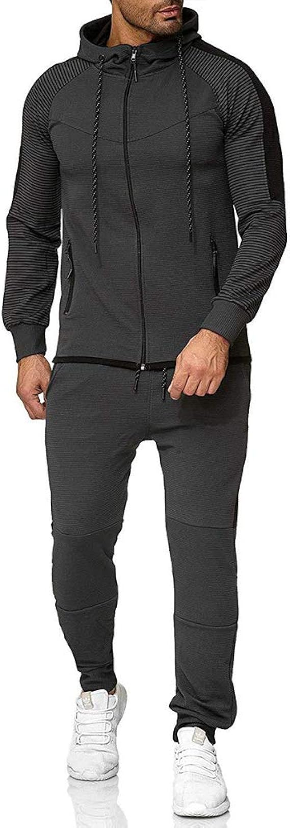 Amazon メンズカジュアルトラックスーツセット ジッパーパーカーパンツセット トラックスーツ ジョギング スウェットスーツ アクティブウェア Us サイズ 5x Large カラー グレー ジャージ上下セット 通販