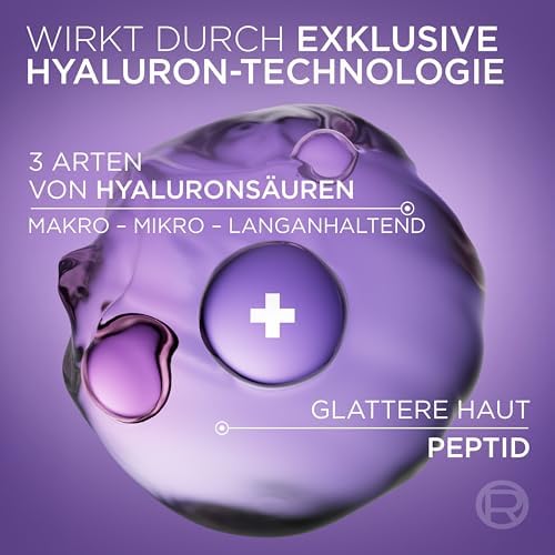L'Oréal Paris Aufpolsterndes Serum, gegen Falten, für jugendlich und praller aussehende Haut [mit Hyaluronsäure und Peptid], Gesichtsserum, Revitalift Filler, 1 x 30ml