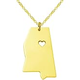 Meiligo 18K Gold Silver Country Map Charm Pendant Mississippi State Map Necklace Jewelry