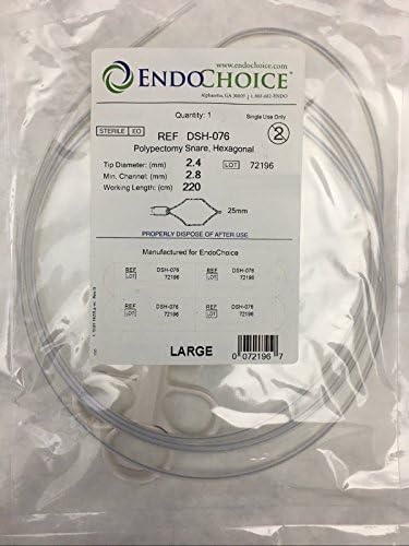 (1) EndoChoice DSH-076 Polypectomy Snare, 25mm x 220cm, Large Hexagonal Loop