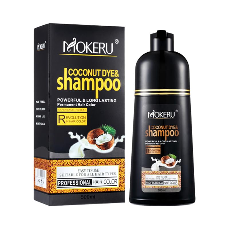 Photo 1 of Roivikis MOKERU Coconut Oil Black Hair Dye Shampoo 3 in 1 for Gray Coverage Color Shampoo for Women Men Semi-Permanent