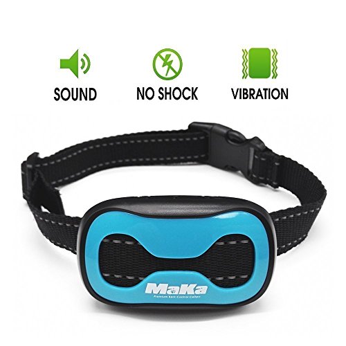 MaKa Dog Barking Control, Training Collar for Small & Medium Sized Dogs- Humane, Safe, No-Shock Anti-Bark Collar – Stop Barking With Vibration & Sound Stimuli – 7 Levels Sensitivity Adjustment