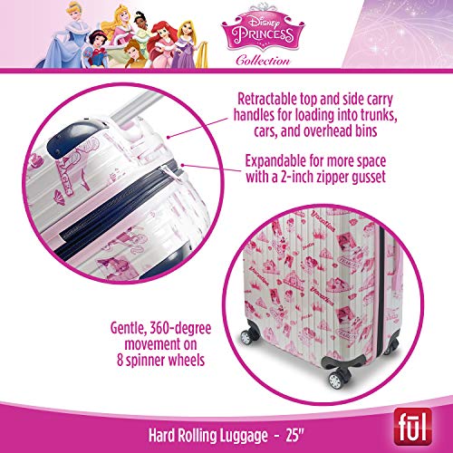 ful Disney Princess Badges Rolling Suitcase, Hardside Travel Luggage