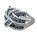 Sinwo Women Elegant Exquisite Diamond Cylindrical Rings Fine Ring Engagement Ring Gift (9, Blue)