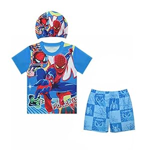 Avenger Jongen Badpak Spiderman Zwemmen Kledingstuk Zwembroeken Super Held Buitenshuis Badmode Vakantie 3 Stuk Met Hoed…