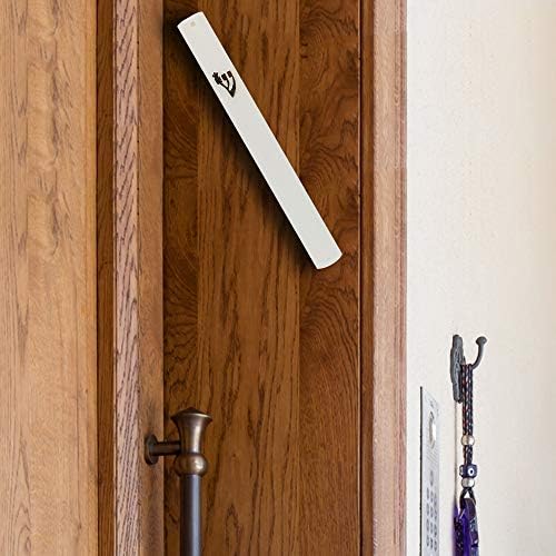 White, Plastic BARUCH Mezuzah Case for Door with Scroll and Jewish