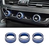 Thor-Ind 3PCS Aluminum Centre Console AC Air Conditioning Knob Cover Trim Ring for Honda 10th Accord Sedan Sport EX EX-L LX 2018 (Blue)