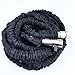 Durark 50ft Heavy Duty Expandable Hose (Black), Upgraded Brass Fittings and Shut-off Valve, Toughest, Flexible, Expanding Garden and Utility Hose (50 foot) - Extra Washers Included