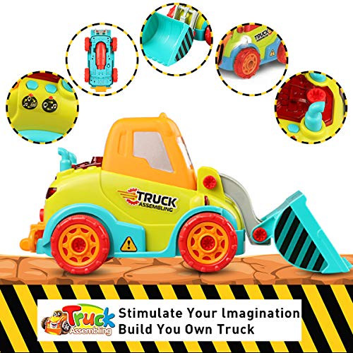Tencoz Take Apart Toys, Kids Tool Set with Electronic Cordless Drill Car Bulldozer Excavator Toys Gifts for Boys Kids Girls Toddler Christmas Pretend Play