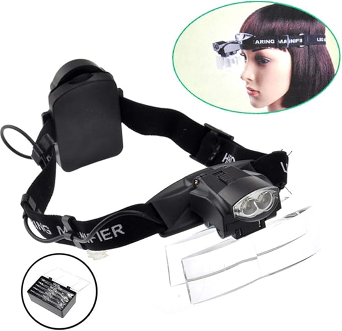 Lighted Magnifying Glasses Headset with Led Light Headband Loupe
