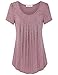 Lyking Women's Scoop Neck Pleated Blouse Top Short Sleeve Tunic Shirt(XXL,Red)