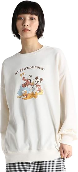 Amazon トップス レディース 長袖 スウェット ゆったり ミッキー プルート グーフィー ドナルド Honeys ハニーズ トレーナー ディズニー トレーナー パーカー 通販