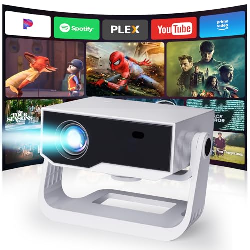 Projector with WiFi and Bluetooth, 1000+ Apps Installed, Electronic Focus & Auto Keystone, Zoom, Native 1080P 650 ANSI 20000Lumen 4K Support Portable Mini Video Projector Outdoor Indoor