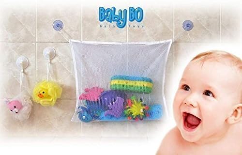 Bath Toy Organizer By Baby Bo - Offer Large Storage Basket for Baby Toys, Easy to Install, Strong Suction to Tile and Glass, Resists Mold on Your Childrens Toys. Keep Your Bathroom Tidy and Elegant!